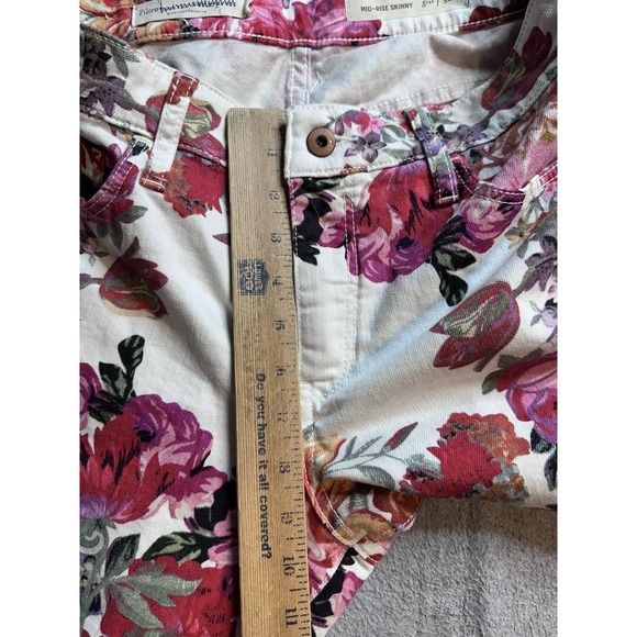 Pilcro And The Letterpress Mid Rise Skinny Jeans Womens 30 Floral Stretch Denim - Picture 6 of 15